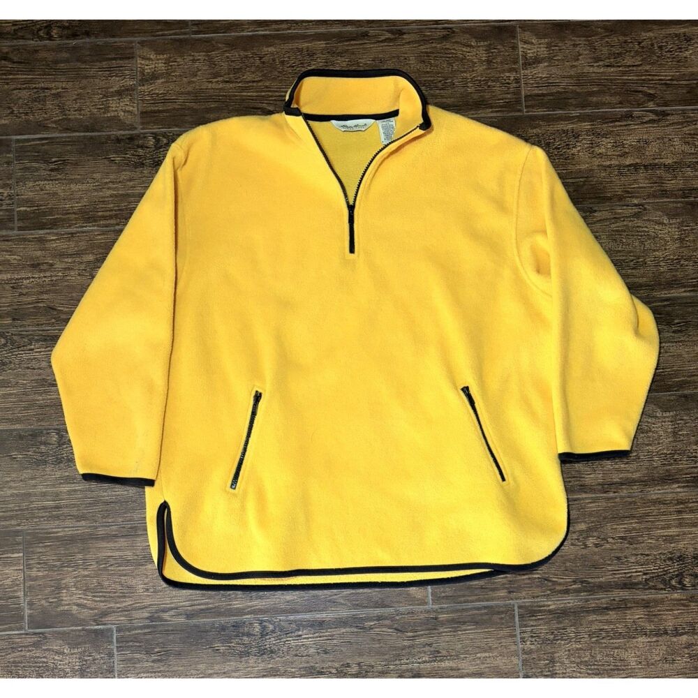 Eddie Bauer Yellow Fleece Half-Zip Pullover - L
